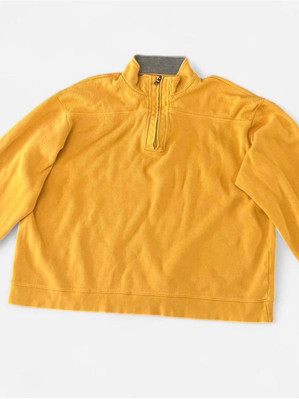 Men's Vintage Consensus Quarter-Zip Cotton Sweater in Mustard Yellow Size XL